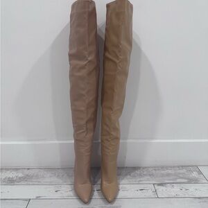 PrettyLittleThing Beige Over-the-Knee Boots